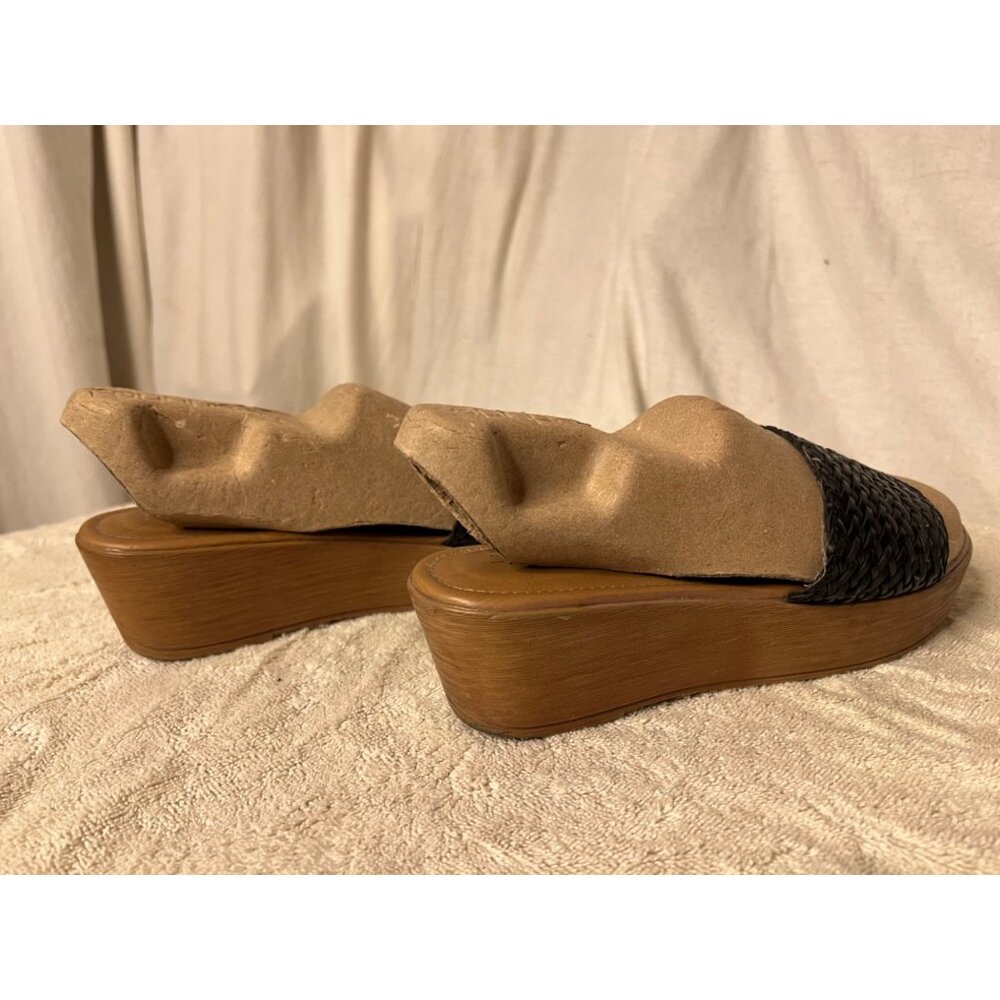 BASS Women's Willow Slide Leather Platform Sandals Size 7 1/2M Black & Brown - Picture 8 of 12